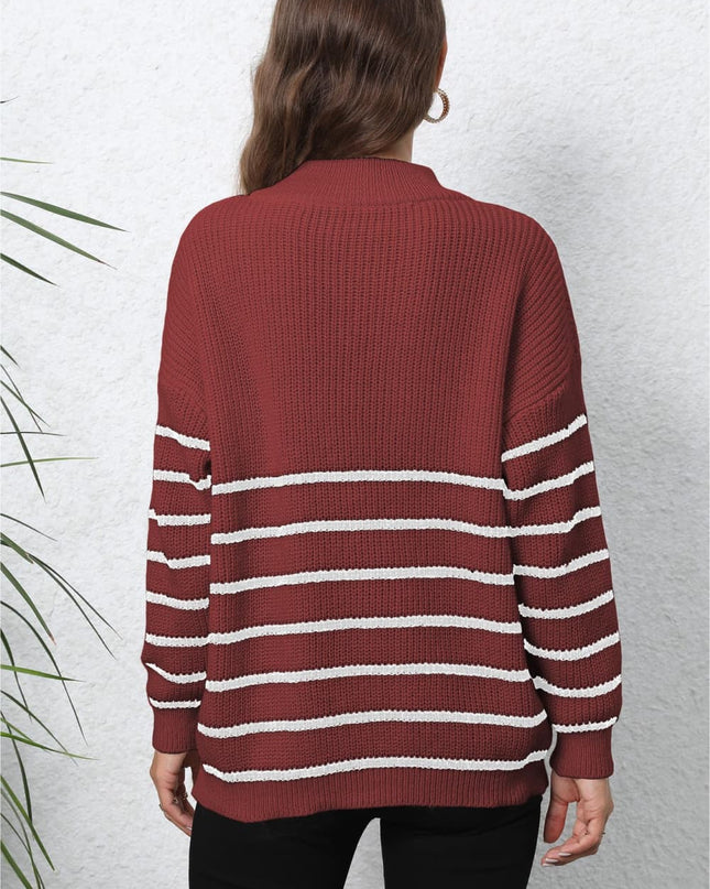 Mock Neck Long Sleeve Zip-Up Sweater