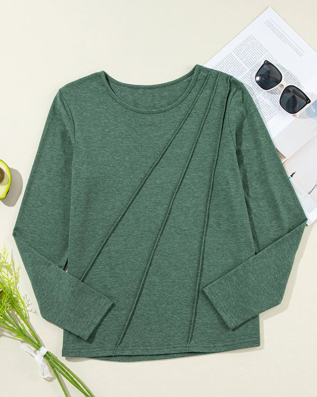 Asymmetric Seam Detail Long Sleeve Top