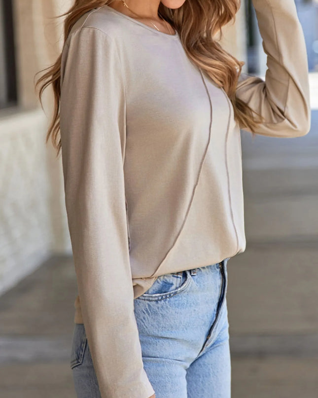 Asymmetric Seam Detail Long Sleeve Top