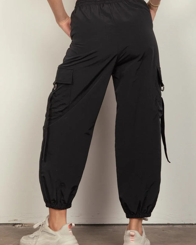 VERY J Elastic Waist Woven Cargo Pants