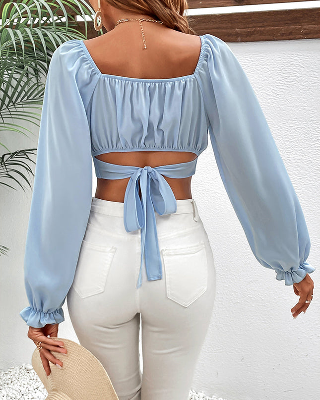 Honey Raglan Sleeve Cropped Blouse