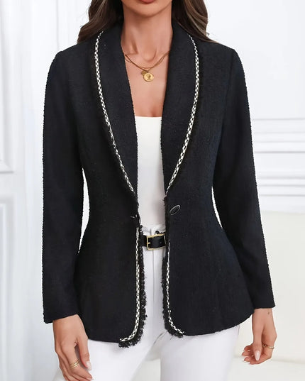 Single-Breasted Lapel Collar Blazer Black