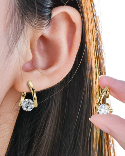 2 Carat Moissanite 925 Sterling Silver Heart Earrings Gold One Size