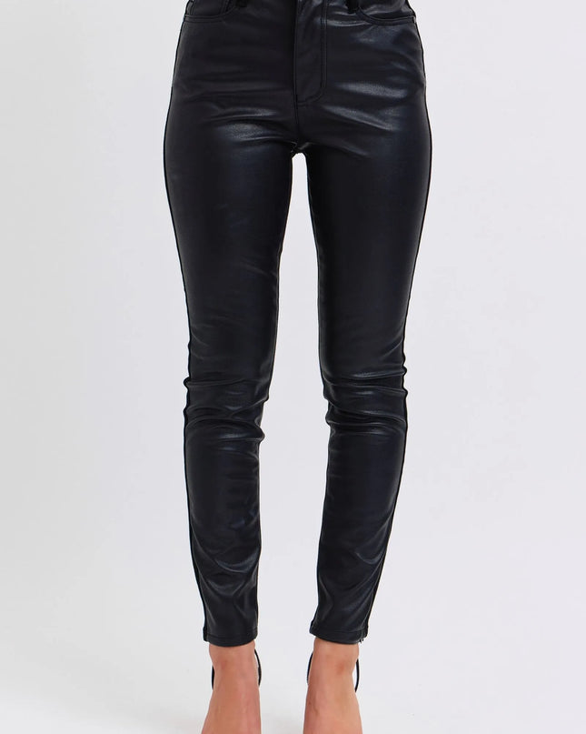 Judy Blue Plus Size HW Faux Leather Skinny Pants Black