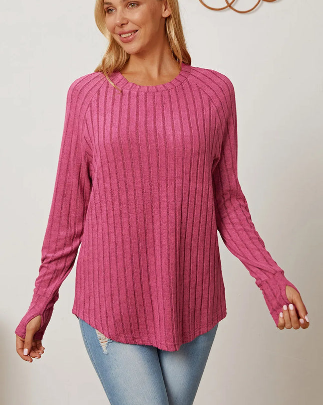 Basic Bae Full Size Ribbed Thumbhole Sleeve T-Shirt