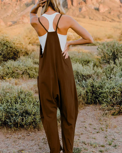 Double Take Full Size V-Neck Sleeveless Jumpsuit with Pockets