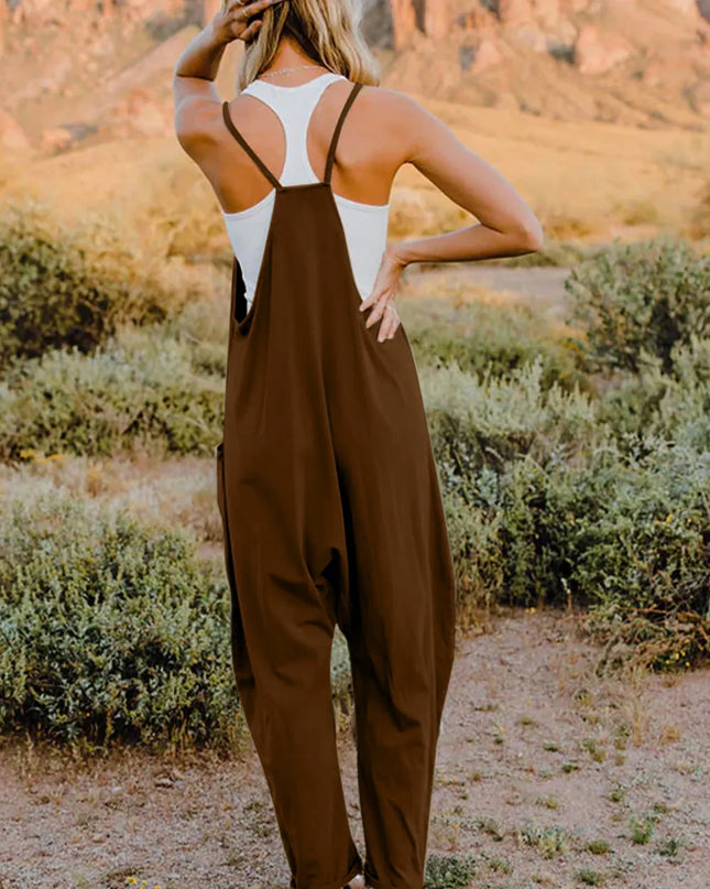 Double Take Full Size V-Neck Sleeveless Jumpsuit with Pockets