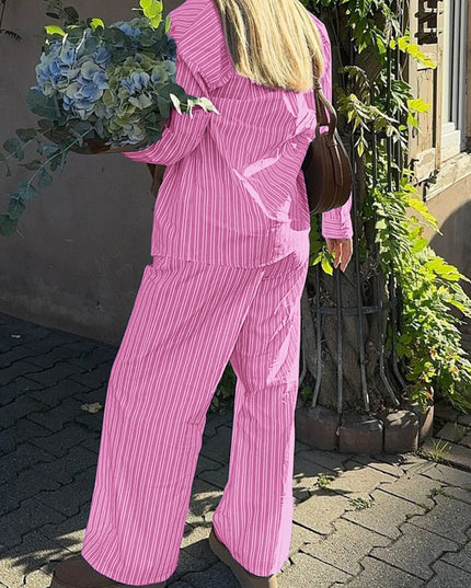 Striped Button Up Shirt and Pants Set