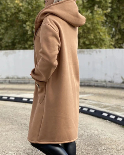 Full Size Asymmetrical Zip-Up Hooded Fleece Outerwear Plus Size