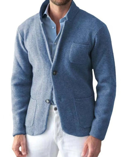Men's Plus Size Stand Collar Long Sleeve Blazer Blue