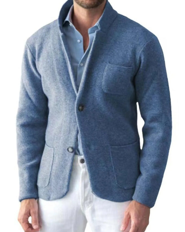 Men's Plus Size Stand Collar Long Sleeve Blazer Blue