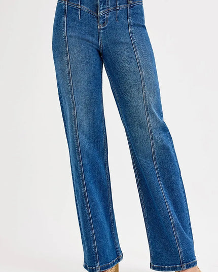 RISEN Seam Detail Wide Leg Jeans 