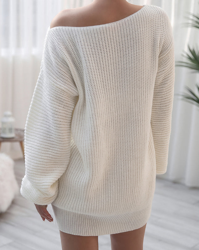 Rib-Knit Mini Sweater Dress
