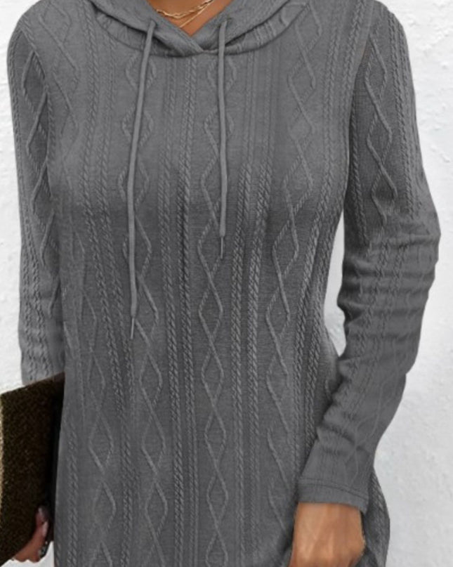 Drawstring Hooded Sweater Dress