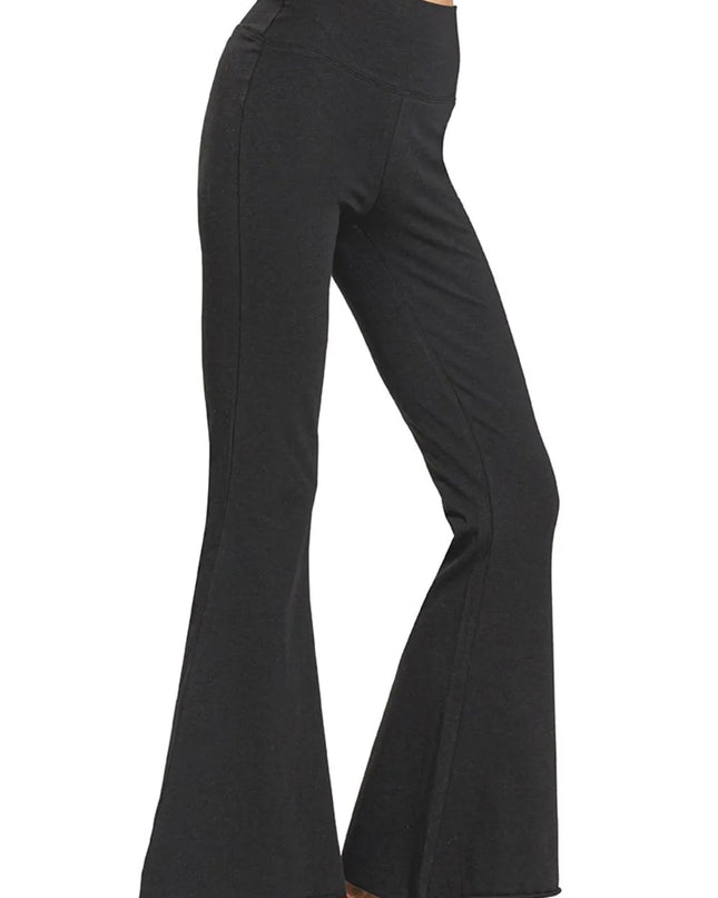 Zenana Raw Edge Hem Flare Yoga Pants
