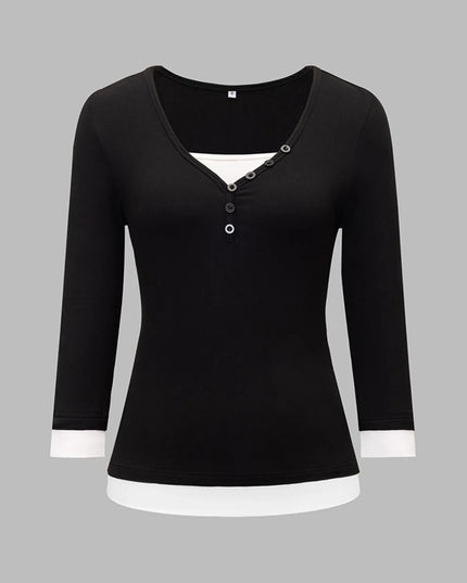 Contrast Trim Long Sleeve T-Shirt