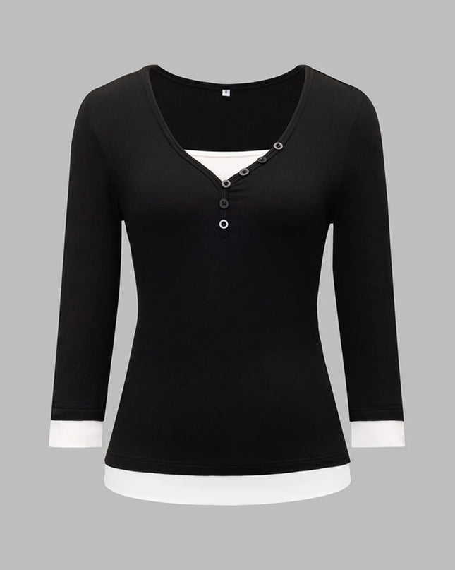 Contrast Trim Long Sleeve T-Shirt