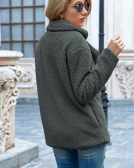 Ivy Lane Full Size Lapel Collar Sherpa Coat