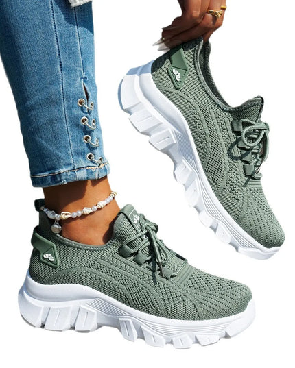 Mesh Lace Up Platform Athletic