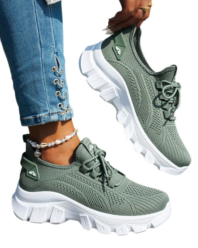 Mesh Lace Up Platform Athletic