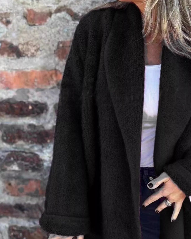 Open Front Long Sleeve Fluffy Jacket