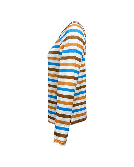 Full Size Striped Long Sleeve Casual Top Plus Size