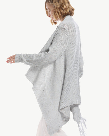 Angel Wings One-Button Tassel Tie Asymmetrical Hem Cardigan