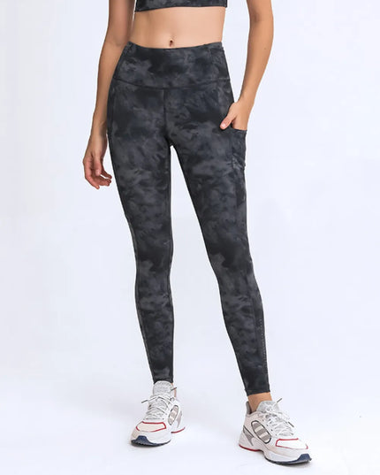 Millennia Wide Waistband Leggings with Pockets Black