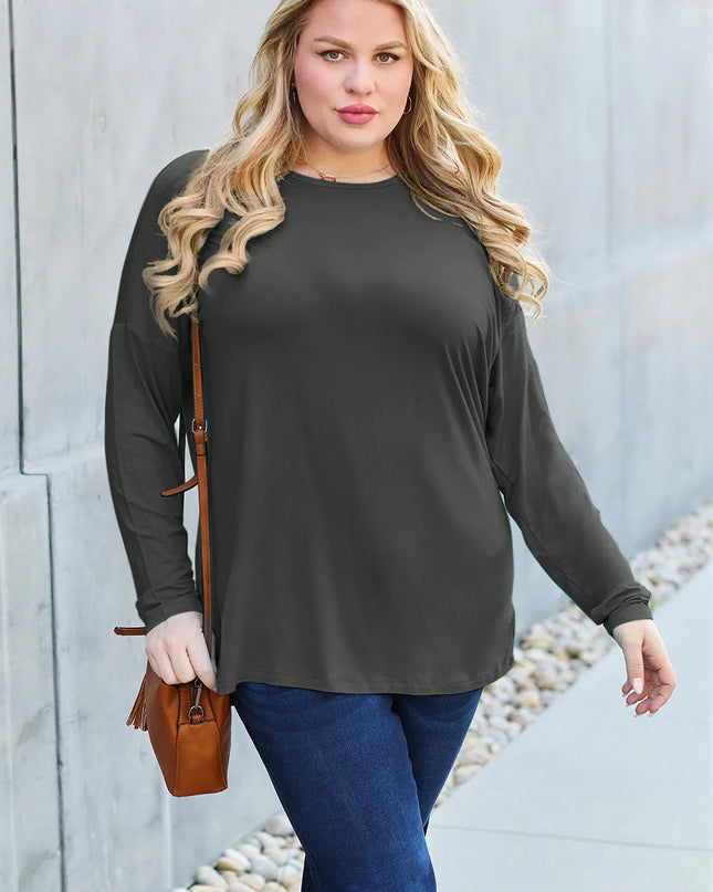 Basic Bae Full Size Round Neck Dropped Shoulder T-Shirt