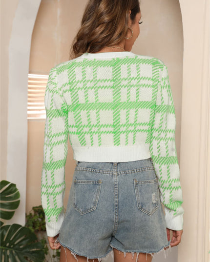 V-Neck Cropped Button-Up Cardigan