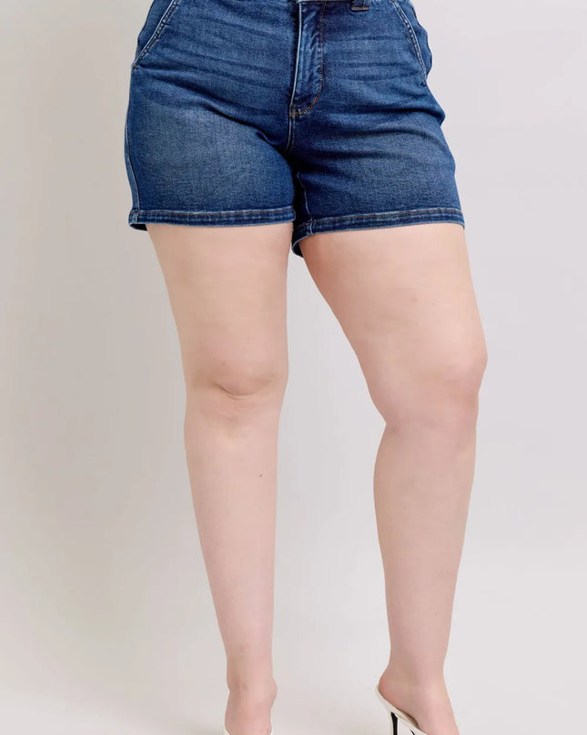 Judy Blue Full Size Double Button Waistband Denim Shorts Plus Size