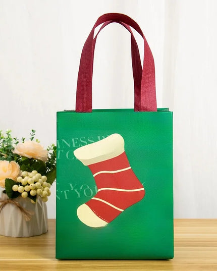 Christmas Cute Christmas Tree Santa Claus Letter Nonwoven Party Festival Gift Bags Christmas Green; Height 26 Width 21 Side 10