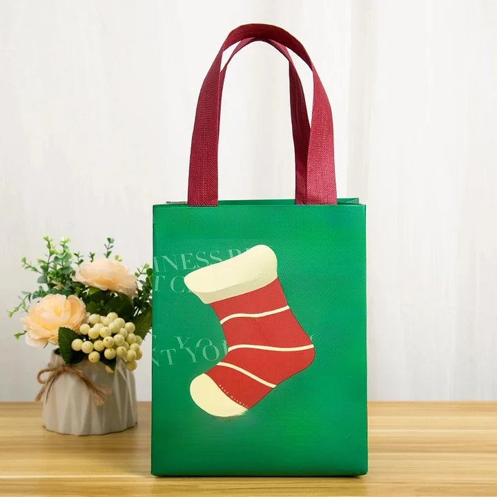 Christmas Cute Christmas Tree Santa Claus Letter Nonwoven Party Festival Gift Bags Christmas Green; Height 26 Width 21 Side 10