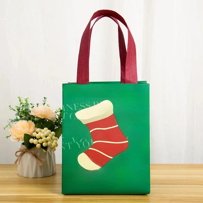 Christmas Cute Christmas Tree Santa Claus Letter Nonwoven Party Festival Gift Bags Christmas Green; Height 26 Width 21 Side 10