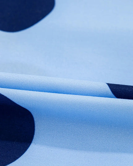 Polka Dot Print Ruffled Short Sleeve Buttoned Collared Blouse