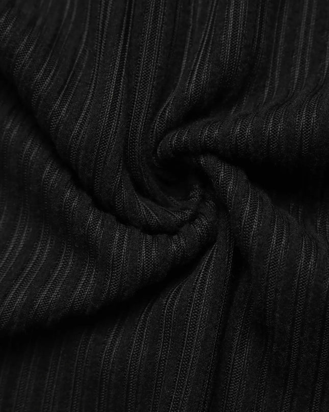 Contrast Trim Texture Long Sleeve Sweater Dress