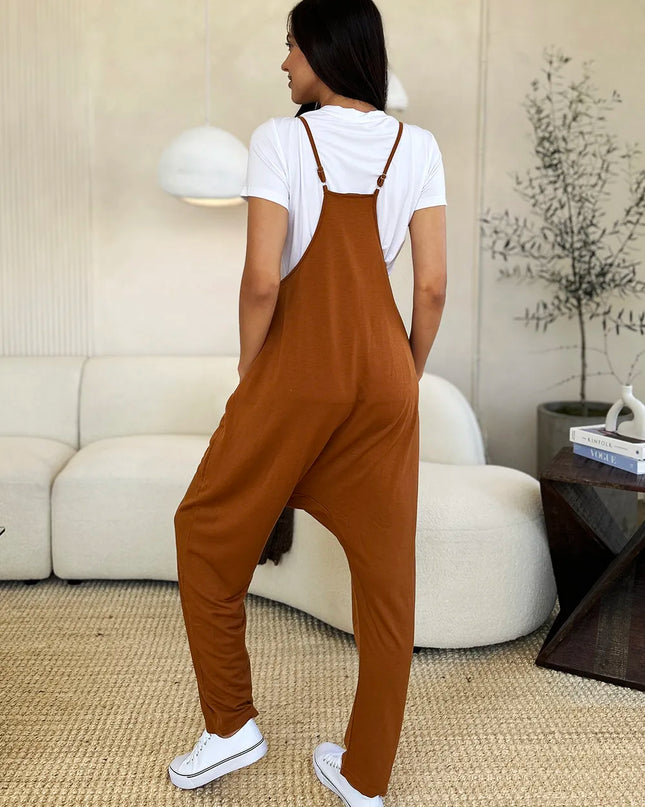 Double Take Full Size Sleeveless V-Neck Pocketed Jumpsuit