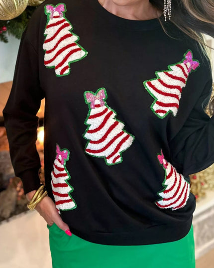 Christmas Tree Sequin Long Sleeve Sweatshirt