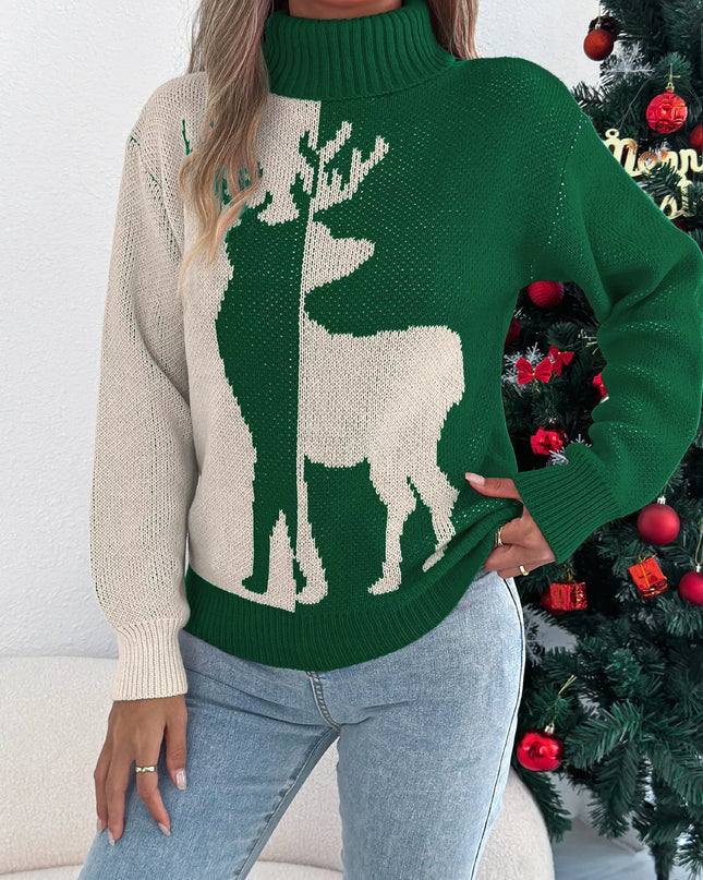 Christmas Reindeer Turtleneck Sweater