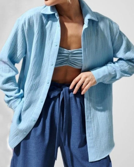 Button Up Long Sleeve Texture Shirt