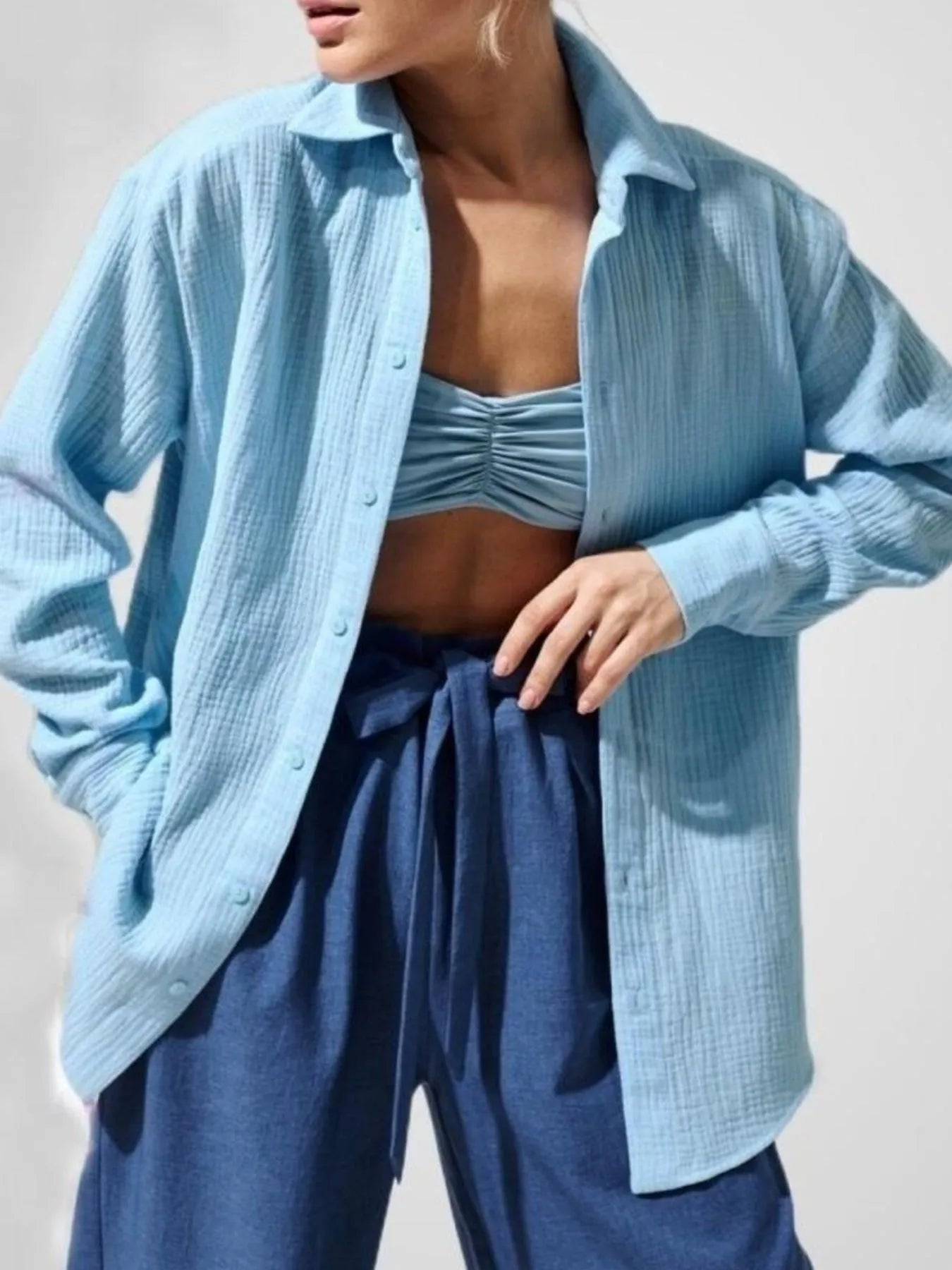 Button Up Long Sleeve Texture Shirt