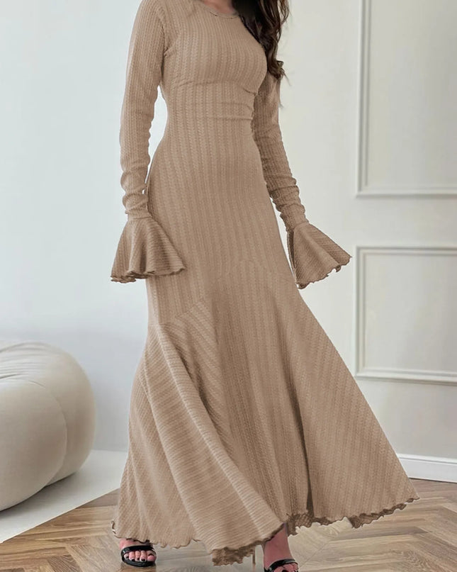 Elegant Ribbed Long Sleeve Mermaid Sweater Dress