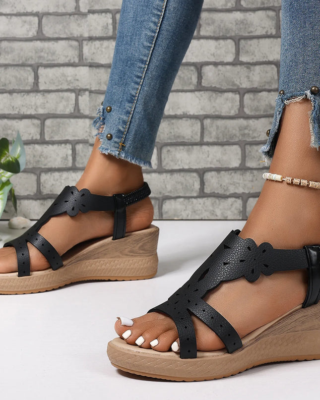 Cutout Wedge Platform Sandals 