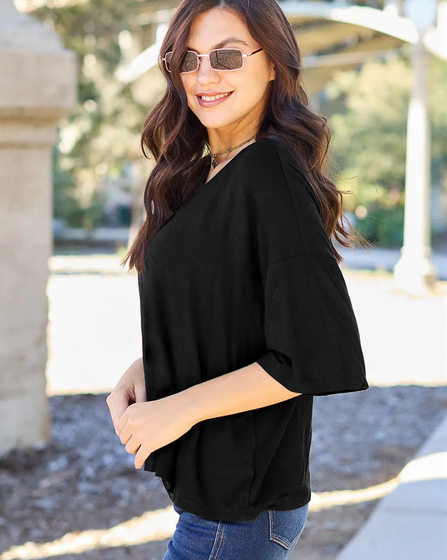 Basic Bae Full Size Round Neck Drop Shoulder T-Shirt