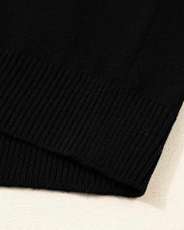 Color Block Crew Neck Drop Shoulder Sweater