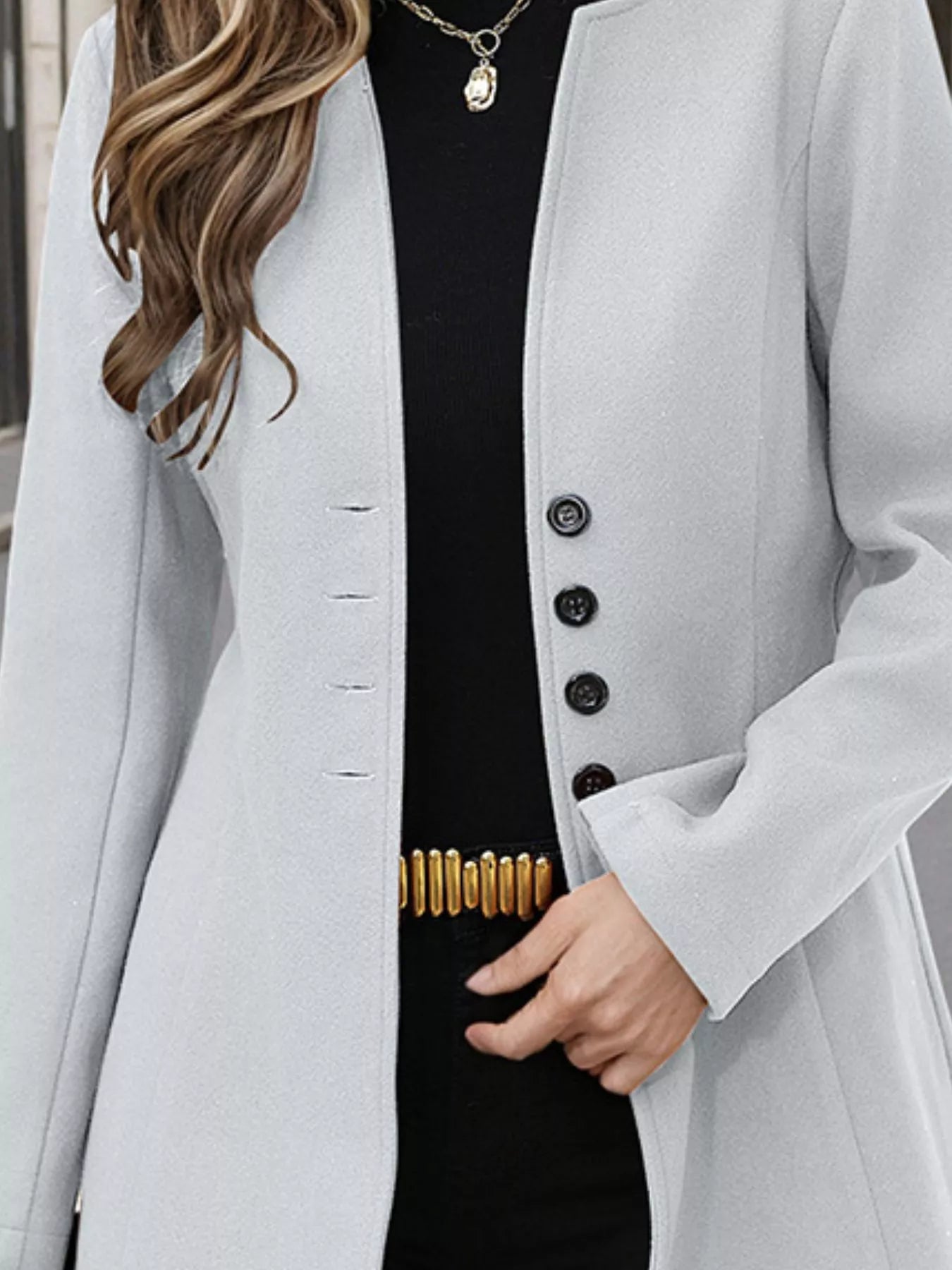 Button Up Long Sleeve Coat
