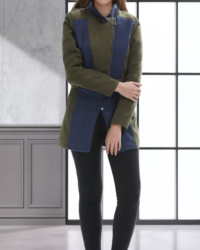 Color Block Zip Up Outerwear