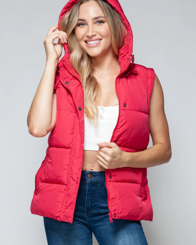 Snobbish Snap and Zip Closure Hooded Vest