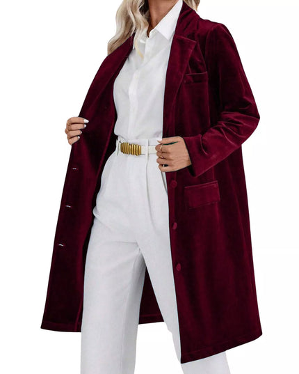 Lapel Collar Long Sleeve Longline Coat