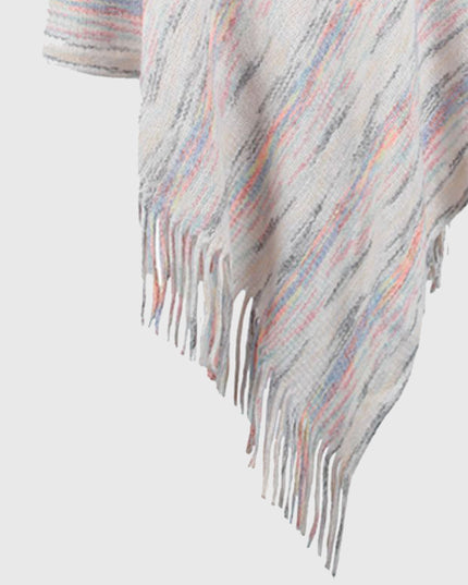 Fringe Hem Hooded Poncho